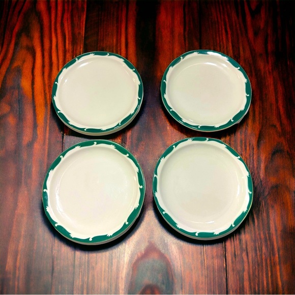 1954 Set 4 Syracuse USA Wintergreen Restaurant Dinner Plates 9” Wave Crest MCM - Picture 1 of 12